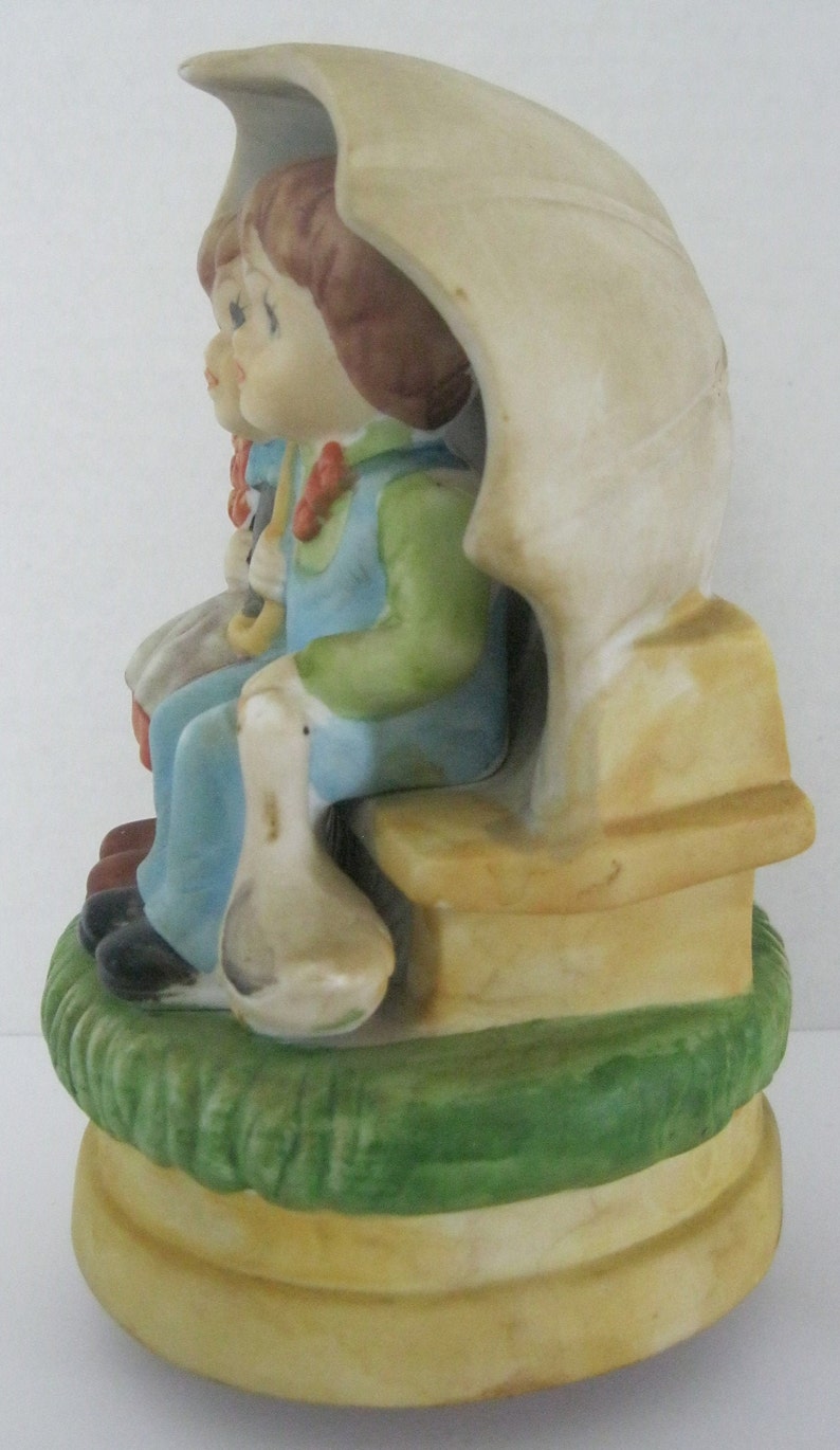 Vintage Children Figurine Music Box Rotating
