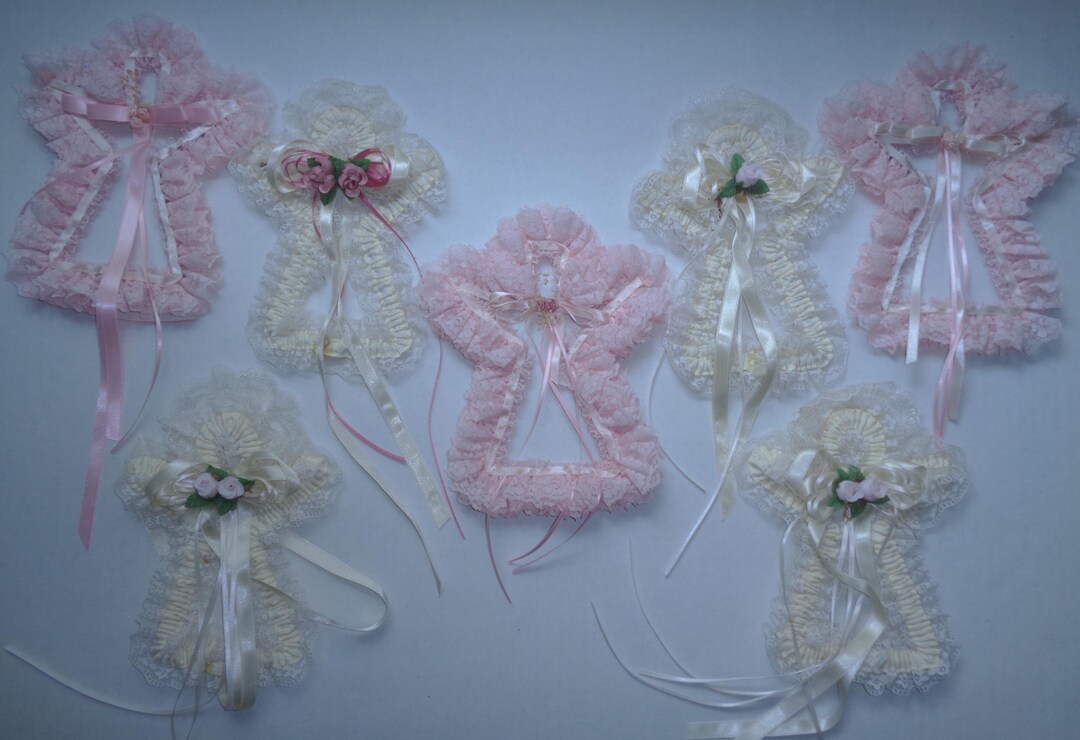 Vintage Lace Angel Christmas Tree Ornaments 7 Pink & Cream Large - Etsy