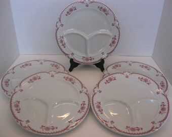 Vintage Shenango Chardon Rose Red Restaurantware Dinner Grill Plates Set of 5