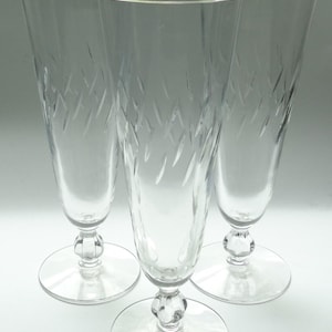 Vintage Libby Glass Pilsner Glasses  / Parfait Glasses - Colonial Heritage Pattern - 1957 -Set Of 3