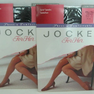 Vintage Pantyhose Lot Sz Small Tall 2 Pair Jockey For Her 1994 Tuxedo Black NIP