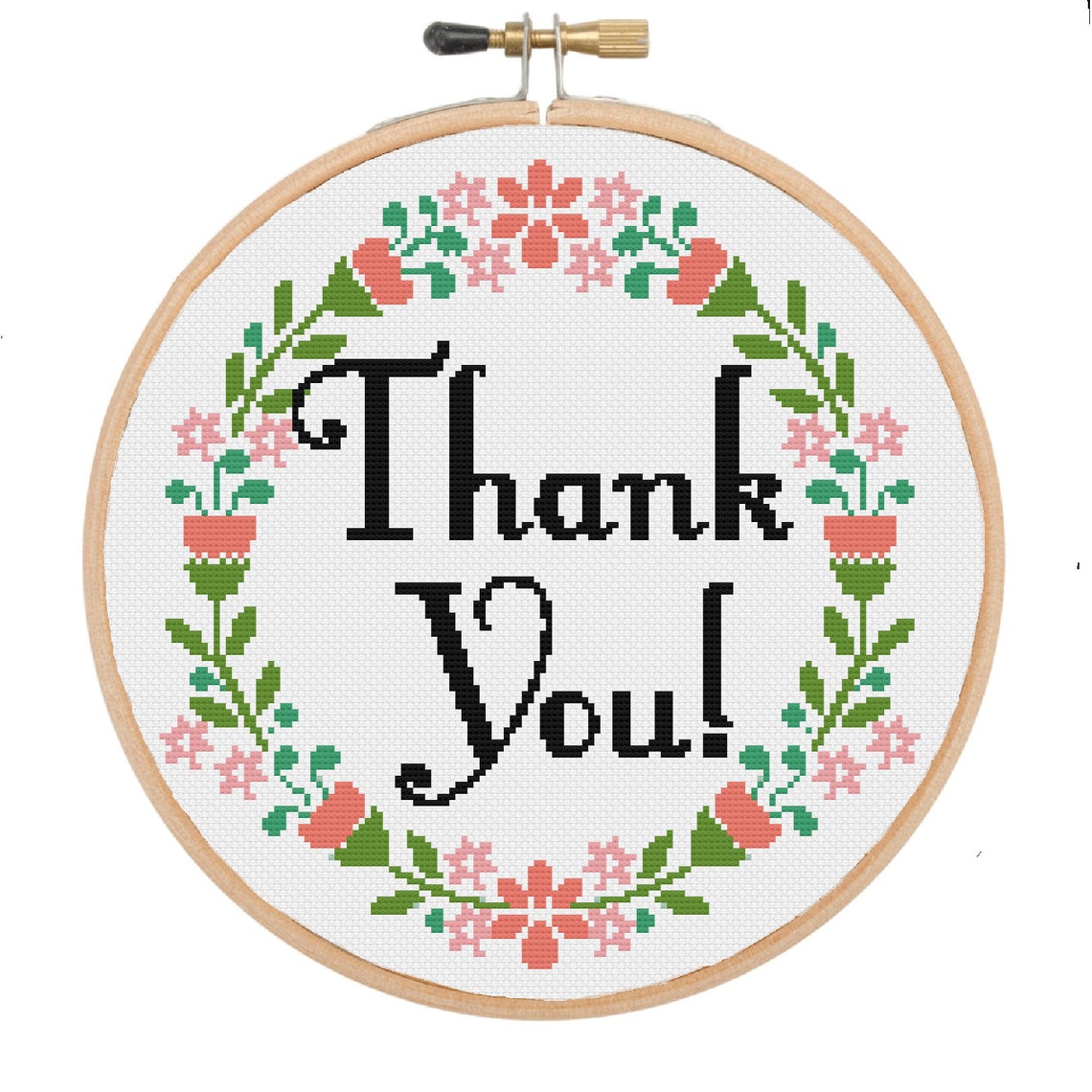 Thank you cross stitch pattern instant pdf download | Etsy
