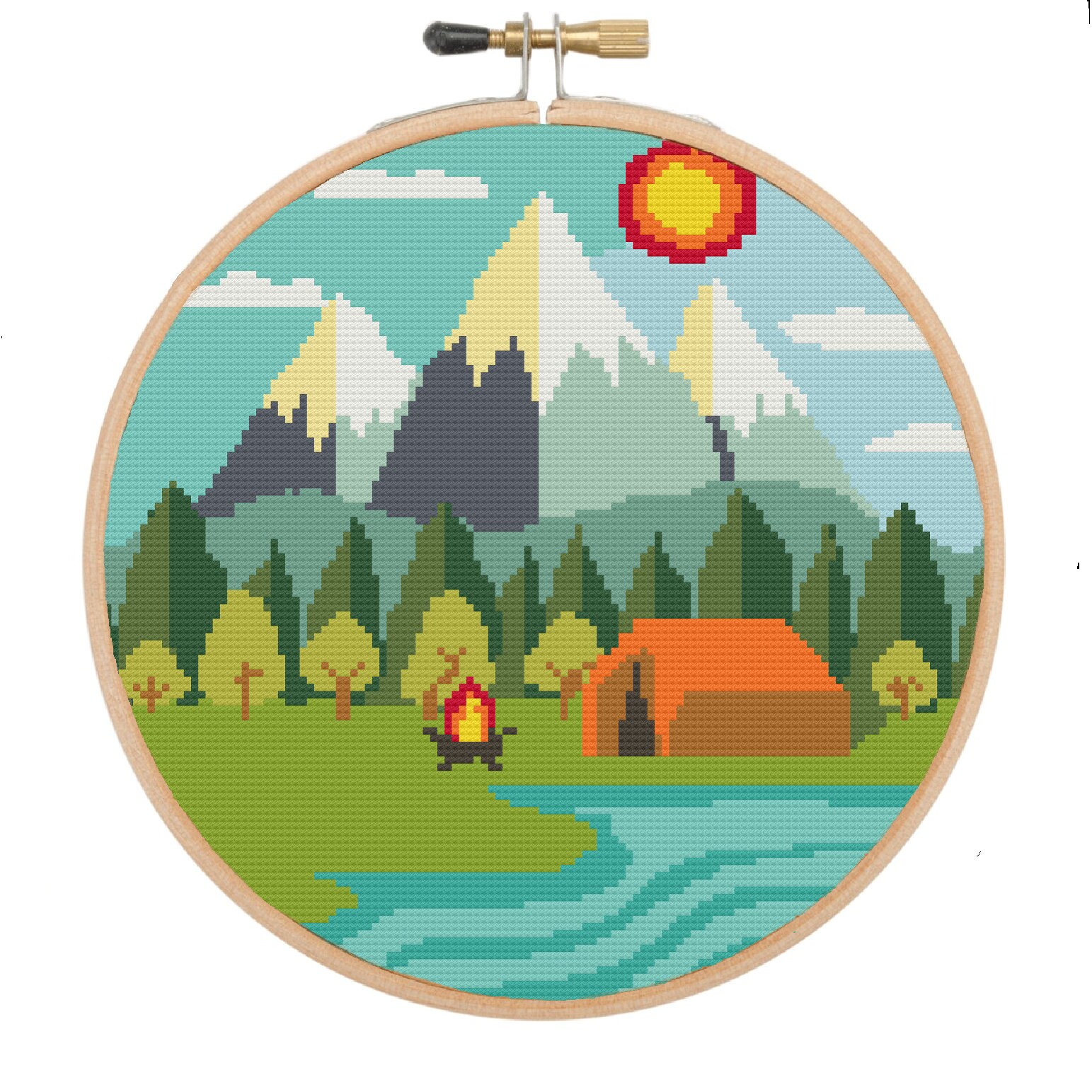 Modern Camping cross stitch patterninstant pdf download Etsy