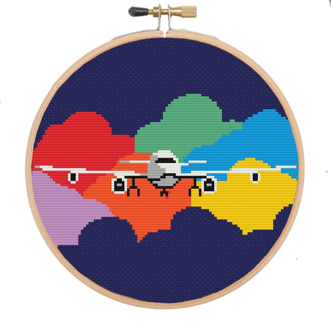Plane cross stitch pattern Modern instant pdf download Etsy