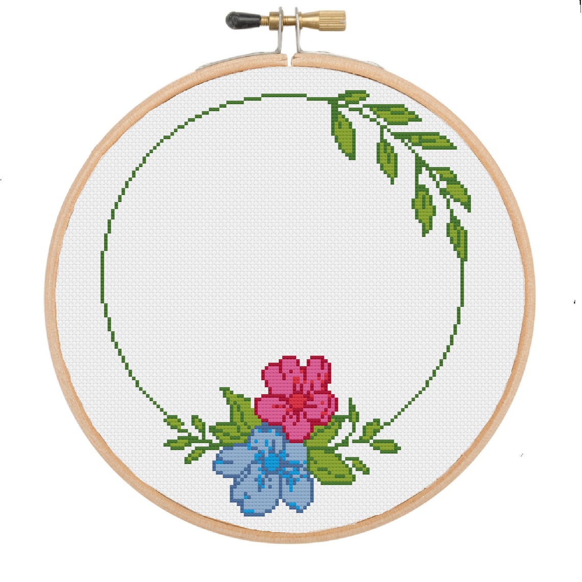 Floral Wreath cross stitch pattern Flower cross stitch Etsy