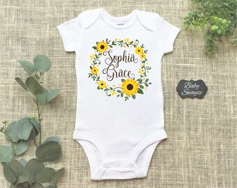 baby girl sunflower onesie