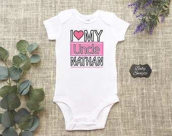 Little Boy Personalized Name Toddler//Kids Short Sleeve T-Shirt I Love My Uncle This Much