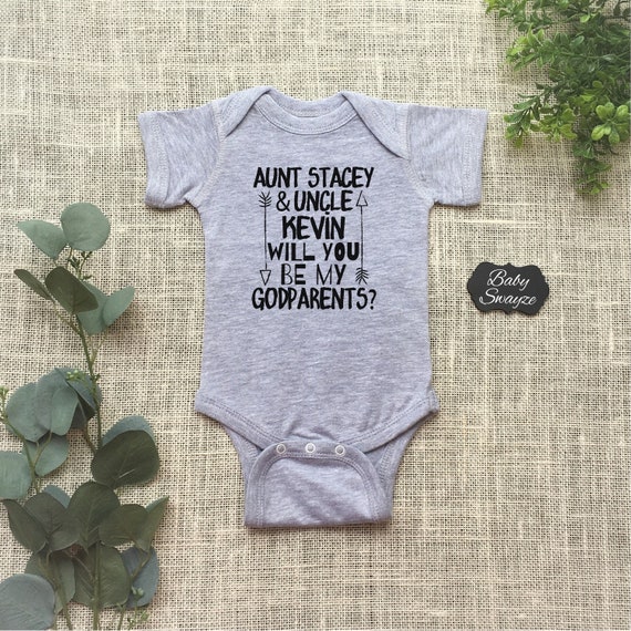 CUSTOM Aunt and Uncle Will You Be My Godparents Onesie Baby Godparents Girl Boy