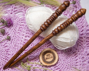 Wooden knitting needles 12mm (0,47") Exclusive handmade of natural SIBERIAN BIRCH WOOD #N5