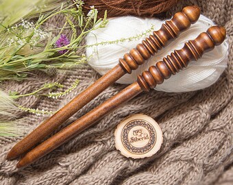 Wooden knitting needles 15mm (0,59") Exclusive handmade of natural SIBERIAN BIRCH WOOD #N8
