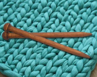 Big Wooden knitting needles 25/400mm Exclusive handmade of natural SIBERIAN PINE WOOD For Chunky Yarn #N12