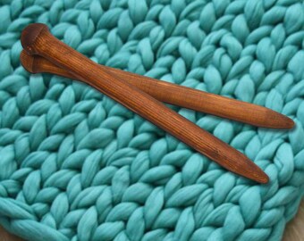 Big Wooden knitting needles 30/400mm Exclusive handmade of natural SIBERIAN PINE WOOD For Chunky Yarn #N14