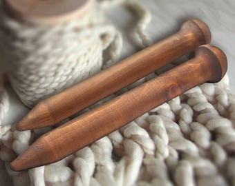 Big Wooden knitting needles 35/300mm Exclusive handmade of natural SIBERIAN PINE WOOD For Chunky Yarn #N15