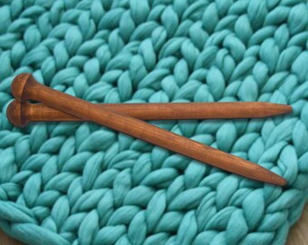 Big Wooden knitting needles 25/300mm Exclusive handmade of natural SIBERIAN PINE WOOD For Chunky Yarn #N11