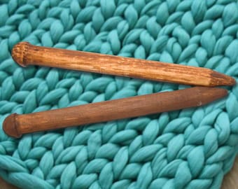 Big Wooden knitting needles 35/400mm Exclusive handmade of natural SIBERIAN PINE WOOD For Chunky Yarn #N16