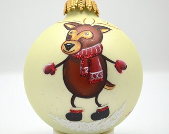 Large Size Custom Hand Painted Reindeer Ornament