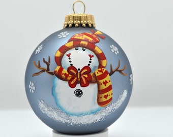 Snowman Custom Hand Painted  Cozy Snowman Ornament