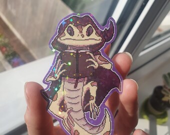 Wizard Gecko Pixel Holographic Sticker
