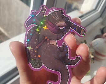 Adventure Otter Pixel Holographic Sticker