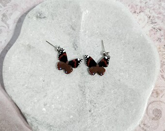 Small Butterfly Handmade Stud Earrings – Lightweight Polymer Clay, Nickel Free