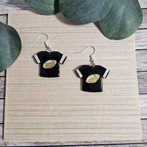 N.O. Saints Black and Gold Football Jersey Game Day Sports Spirit Handmade Polymer Clay Earrings