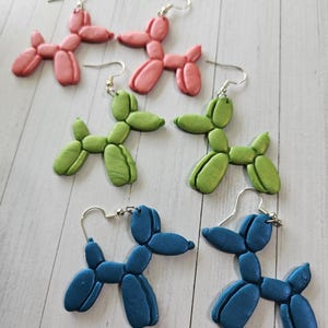 Jeff Koons Inspired Balloon Dog Handmade Polymer Clay Earrings
