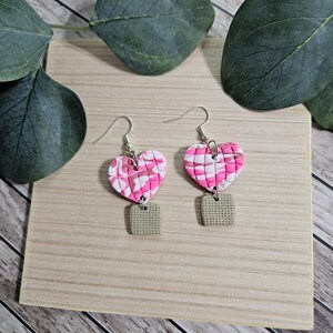 Heart Shaped Hot Air Balloon Handmade Polymer Clay Earrings