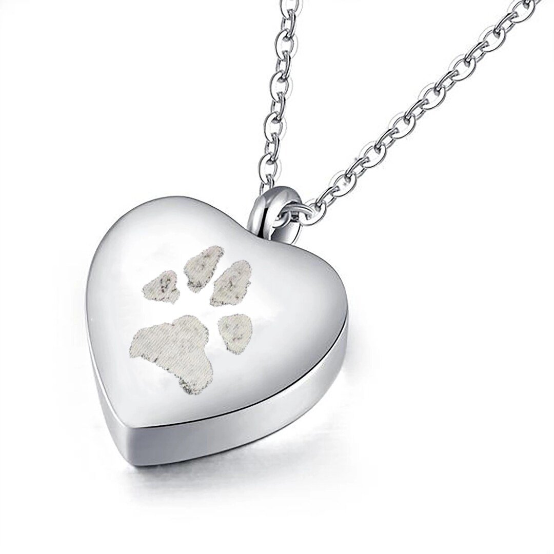 Sterling Silver Paw Print Urn Necklace • Pet Ashes Memorial Jewelry - Etsy