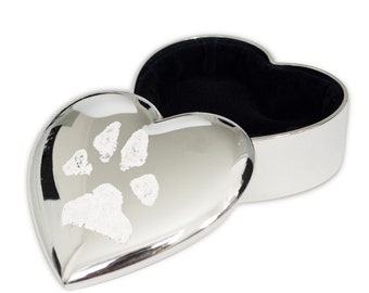 Paw Print Trinket Box • Pet Memorial Gift • Personalised Trinket Box • Paw Print Gifts • Heart Trinket Box