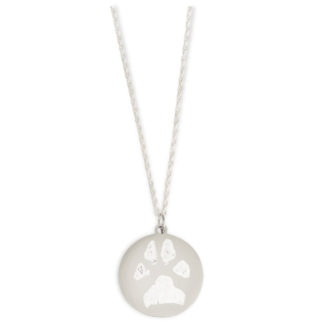 Paw Print Necklace • Engraved Pet Memorial Jewelry, Sterling Silver ...
