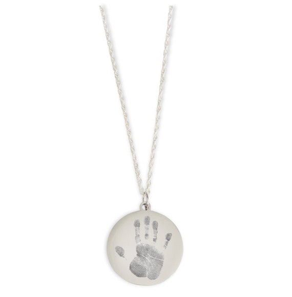 Circle Handprint Footprint Necklace • Memorial Necklace