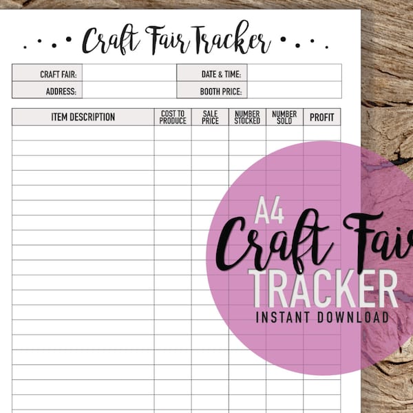 DO DRUKU A4 Craft Fair Tracker - Craft Show Log - Materiały do druku Business Organization - Czarno-białe - Small Business Tracker - Etsy Business