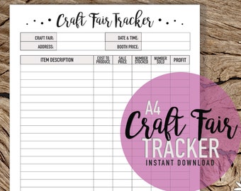 PRINTABLE A4 Craft Fair Tracker - Craft Show Log - Business Organisation Printables - Black & White - Small Business Tracker - Etsy Business