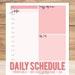 Printable A4 Daily Schedule Planner Pink Rose Day Agenda | Etsy