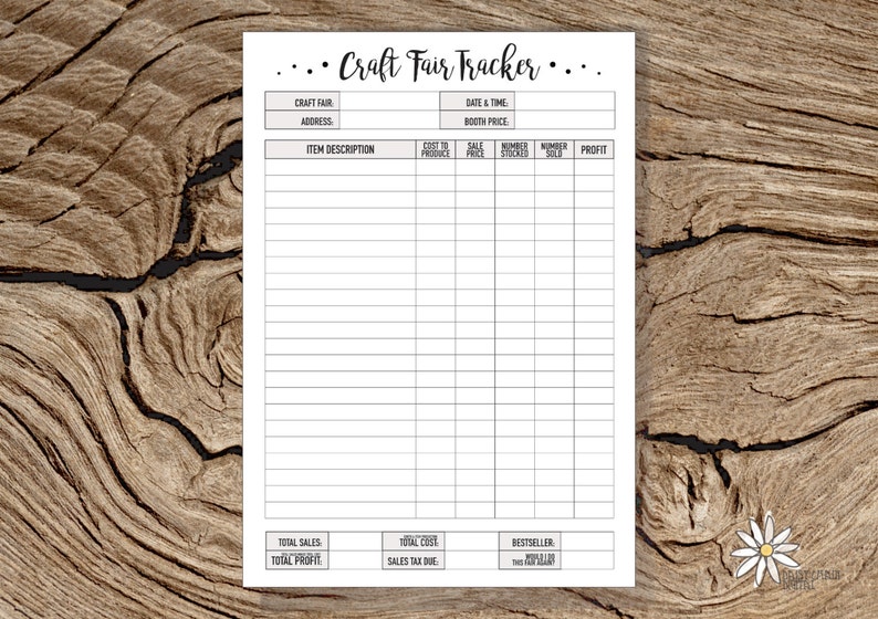 PRINTABLE A4 Craft Fair Tracker - Craft Show Log - Business ...