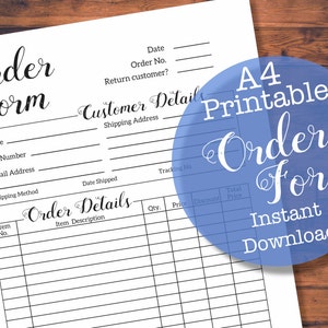PRINTABLE Black and White A4 Order Form Business Organisation Printables Small Business Etsy Business Instant Download PDF image 1