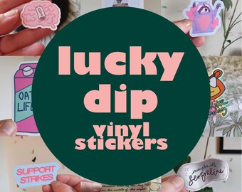 LUCKY DIP - Surprise Me - 1 Vinyl Sticker - Random Sticker - Laptop Bottle Waterproof UV Safe Sticker