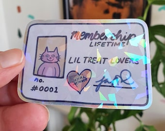 Lil Treat Lovers Club membership sticker - Glossy, holographic vinyl waterproof sticker- Laptop and water bottle sticker, for stationery