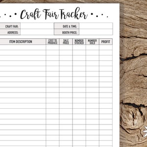 PRINTABLE A4 Craft Fair Tracker - Craft Show Log - Business ...