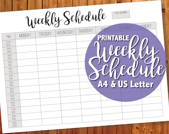 PRINTABLE/DIGITAL Weekly Schedule - Weekly Timetable -  A4 and US Letter - Quirky Black & White Style - High Quality pdf download