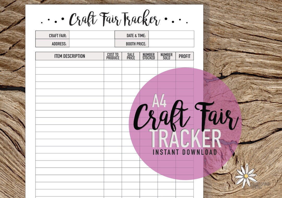 PRINTABLE A4 Craft Fair Tracker - Craft Show Log - Business ...