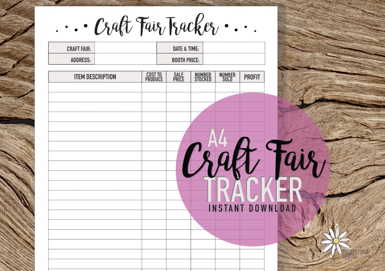 PRINTABLE A4 Craft Fair Tracker Craft Show Log Business Organisation printable-a4-craft-fair-tracker-craft-show-log-business-organisation