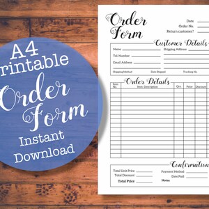 PRINTABLE Black and White A4 Order Form Business Organisation Printables Small Business Etsy Business Instant Download PDF image 2