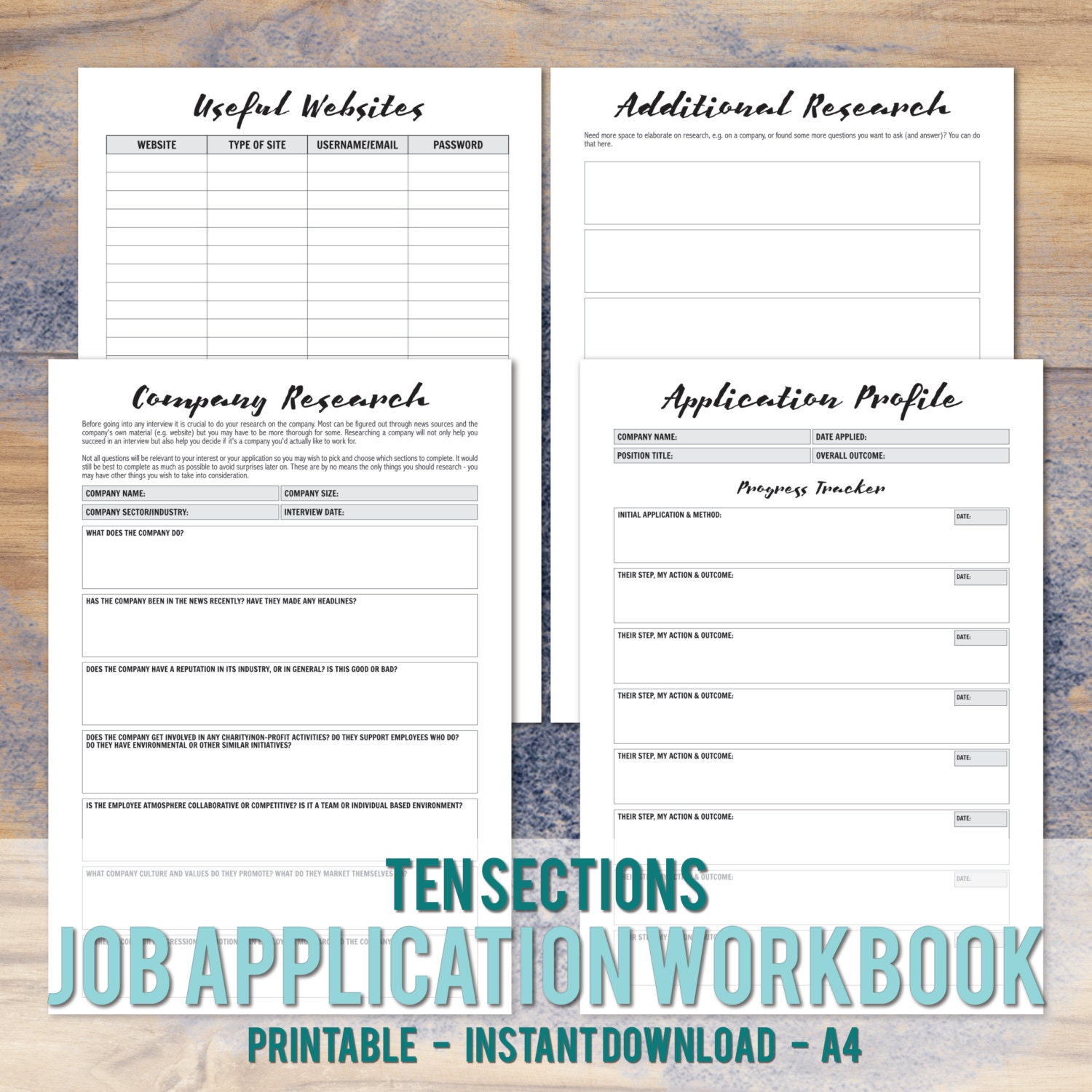 PRINTABLE/DIGITAL A4 Job Application Workbook - Career Planner - Job ...