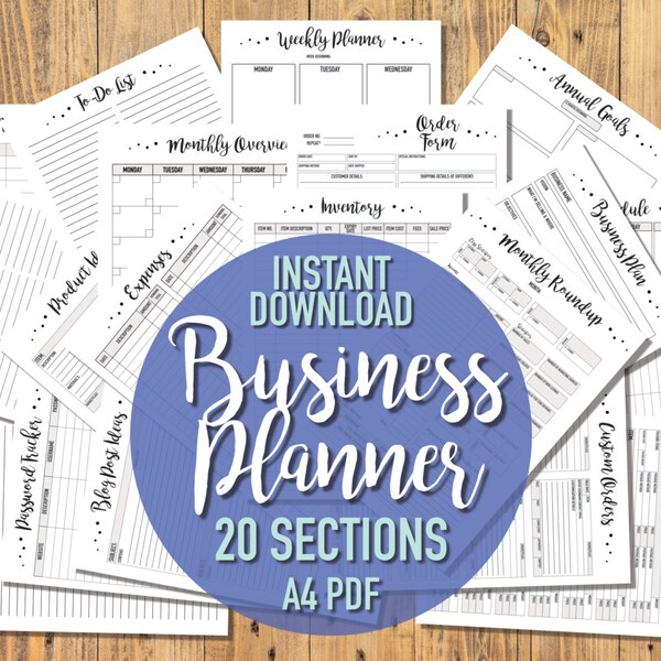 PRINTABLE/DIGITAL A4 Business Planner - 20 sections - Business Organisation Printables - Small Business Trackers - Etsy Business