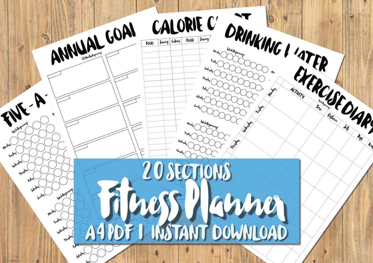 PRINTABLE/DIGITAL A4 Fitness Planner - 20 Section PDF - Quirky Black ...