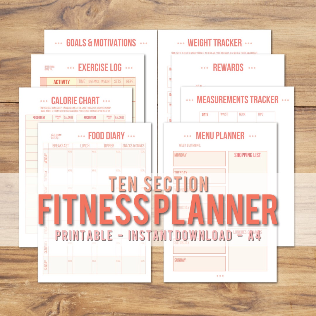 PRINTABLE/DIGITAL A4 Fitness Planner PDF | Pink Peach Minimalist | Diet ...