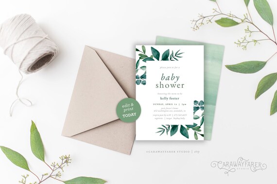 botanical baby shower invitations