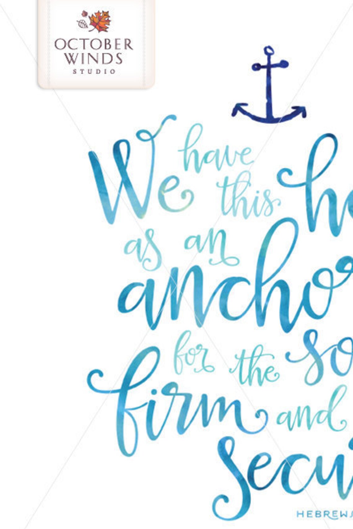 Bible Verse Wall Art Printable Anchor Hebrews 6:19 Christian | Etsy
