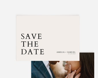 Wedding Save the Date Template - Wedding Save the Date Design - Elegant Save the Date - Traditional Wedding - Editable in Canva | Amelia
